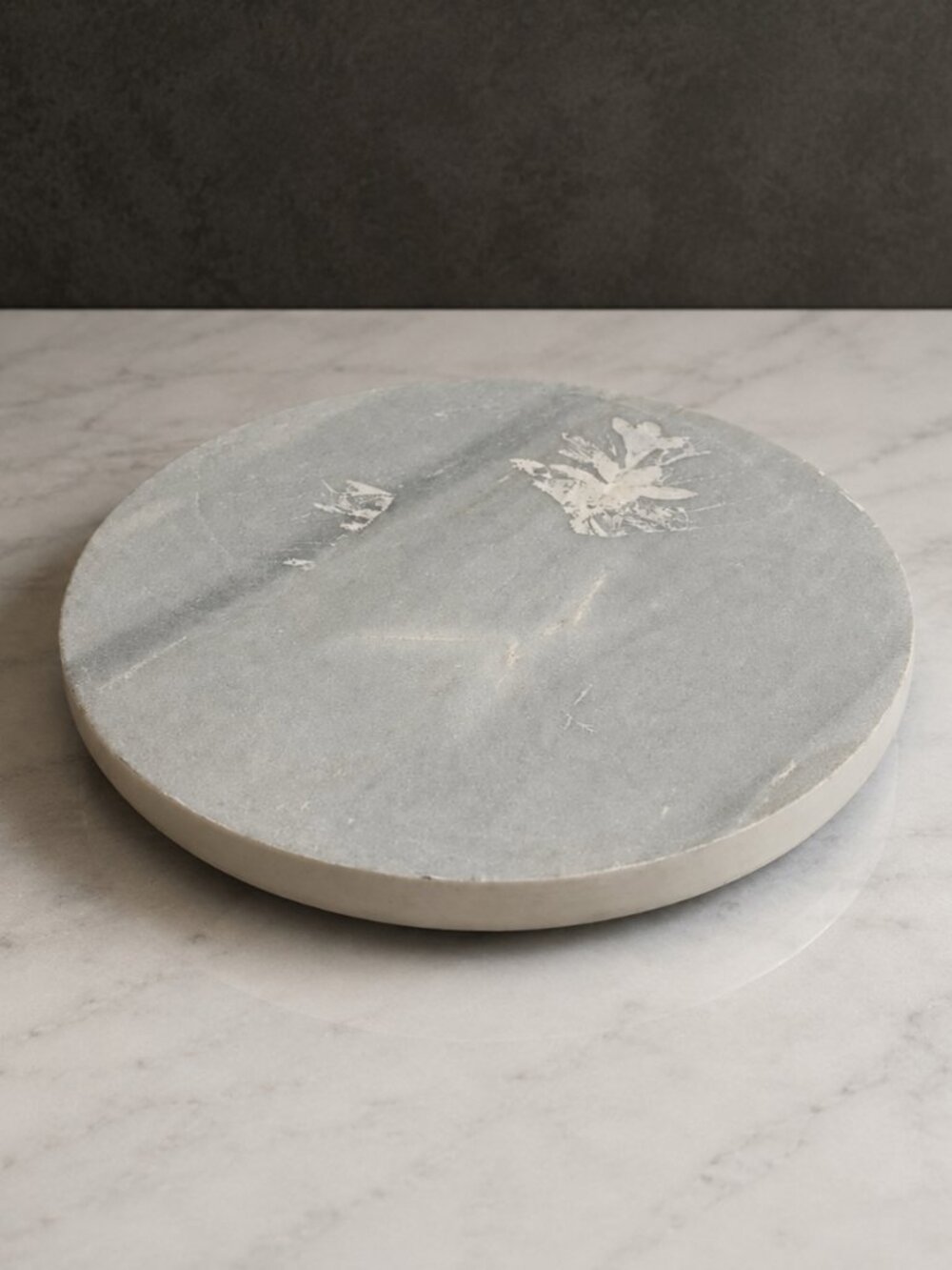 Fox Run Marble Pastry Board Round White Marble Serving Board Trivet 9.25"